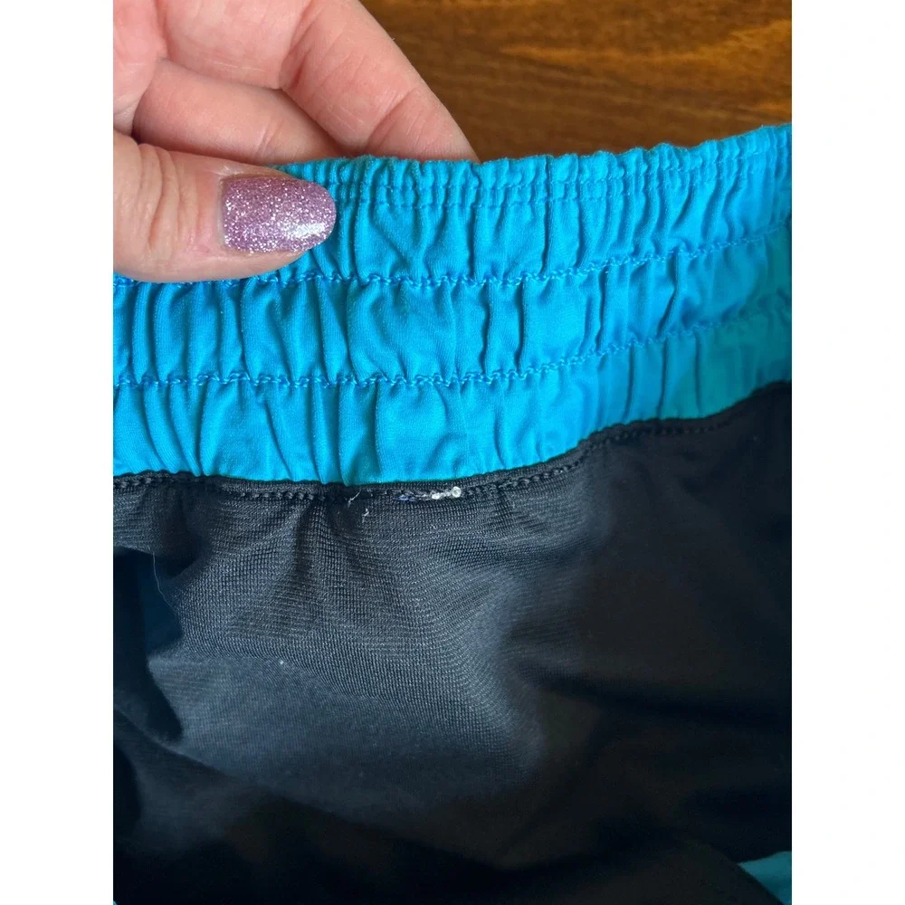 Lululemon Run Speed Shorts Blue Geometric Pattern Turquoise‎ Waistband Size 10